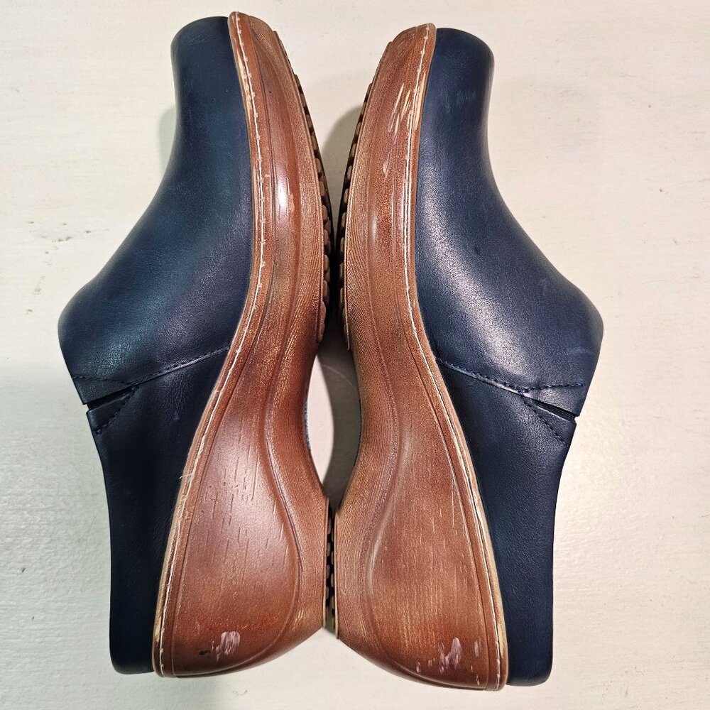 Softwalk Womens Sz 9.5N Navy Madison Leather Platform Clog Padded Comfort Shoes - Picture 10 of 12